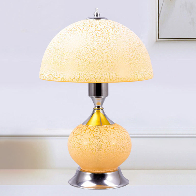 Hemispherical Living Room Accent Lamps Crackle Glass 1 Head Modern Night Table Light