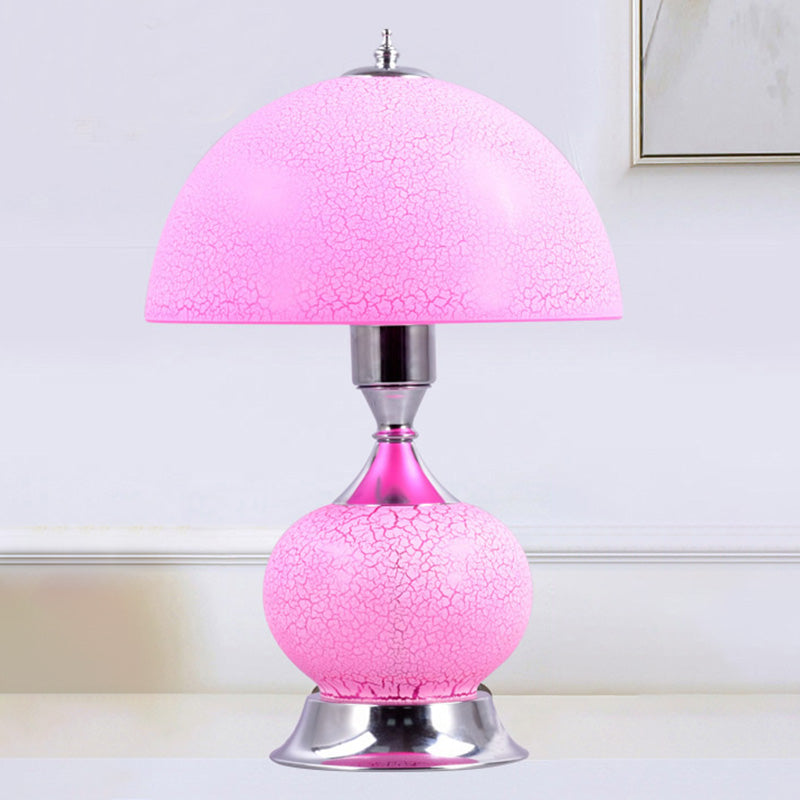 Hemispherical Living Room Accent Lamps Crackle Glass 1 Head Modern Night Table Light