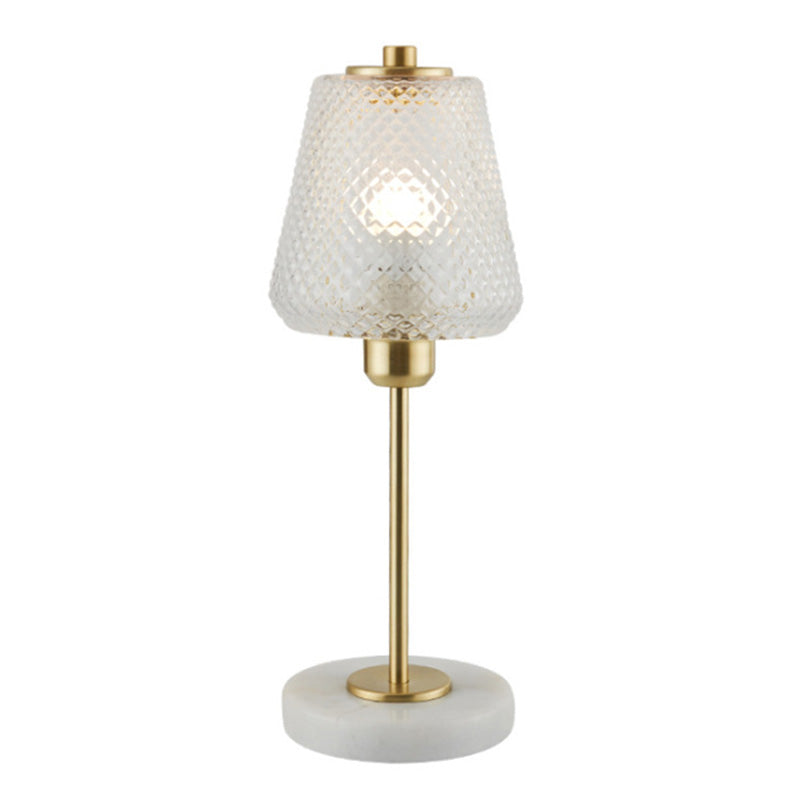 Postmodern Conical Table Lighting Lattice Glass 1 Head Living Room Night Lamp in Gold