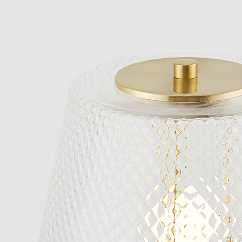Postmodern Conical Table Lighting Lattice Glass 1 Head Living Room Night Lamp in Gold