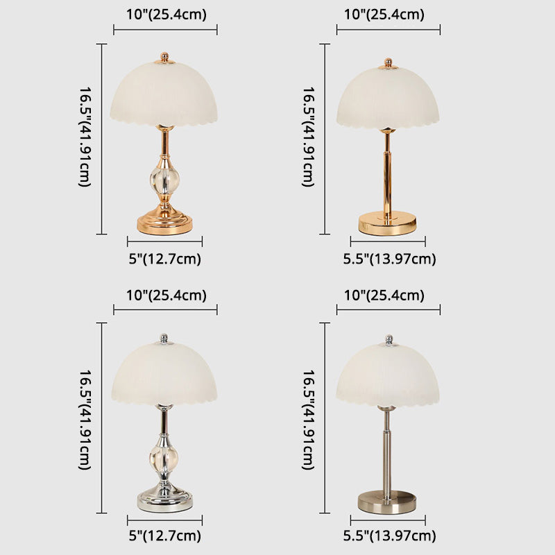 Frosted White Glass Scalloped Shade Night Lamp Modern 1-Head Table Light for Bedroom