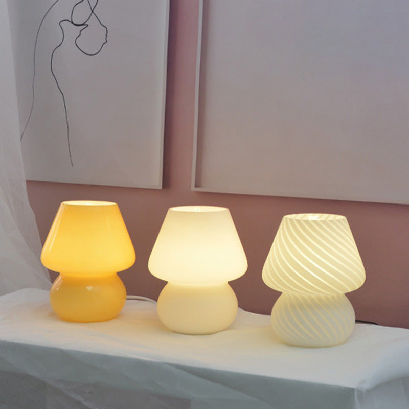 5.9" Wide Mushroom Shaped Mini Table Lamp Modern Style Glass Nightstand Light for Bedroom