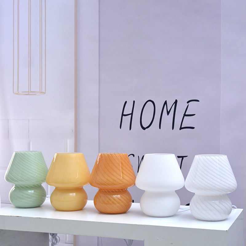 5.9" Wide Mushroom Shaped Mini Table Lamp Modern Style Glass Nightstand Light for Bedroom