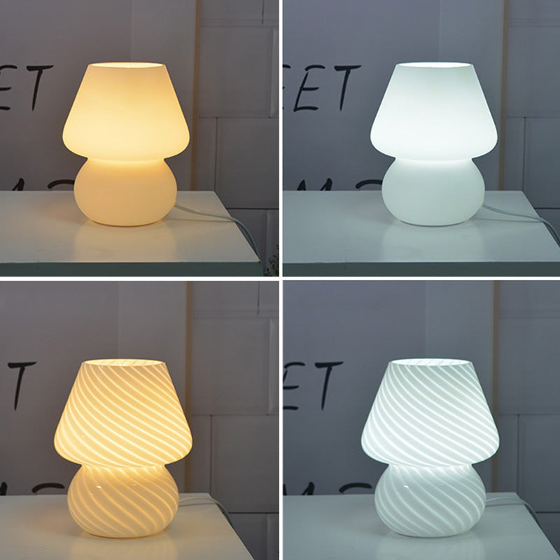 5.9" Wide Mushroom Shaped Mini Table Lamp Modern Style Glass Nightstand Light for Bedroom