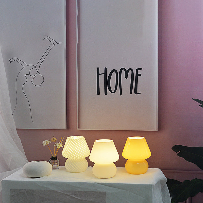 5.9" Wide Mushroom Shaped Mini Table Lamp Modern Style Glass Nightstand Light for Bedroom