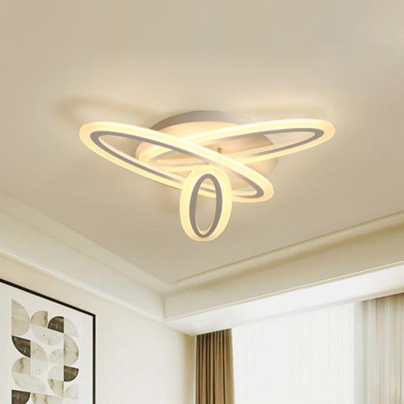 Oval Semi Flush Light Simple Acrylic 31.5"/47" Wide 3/5 Bulbs White Ceiling Mounted Fixture in Warm/White Light