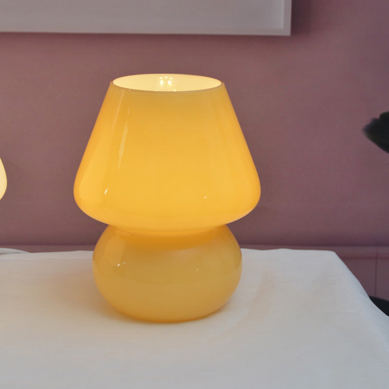 5.9" Wide Mushroom Shaped Mini Table Lamp Modern Style Glass Nightstand Light for Bedroom