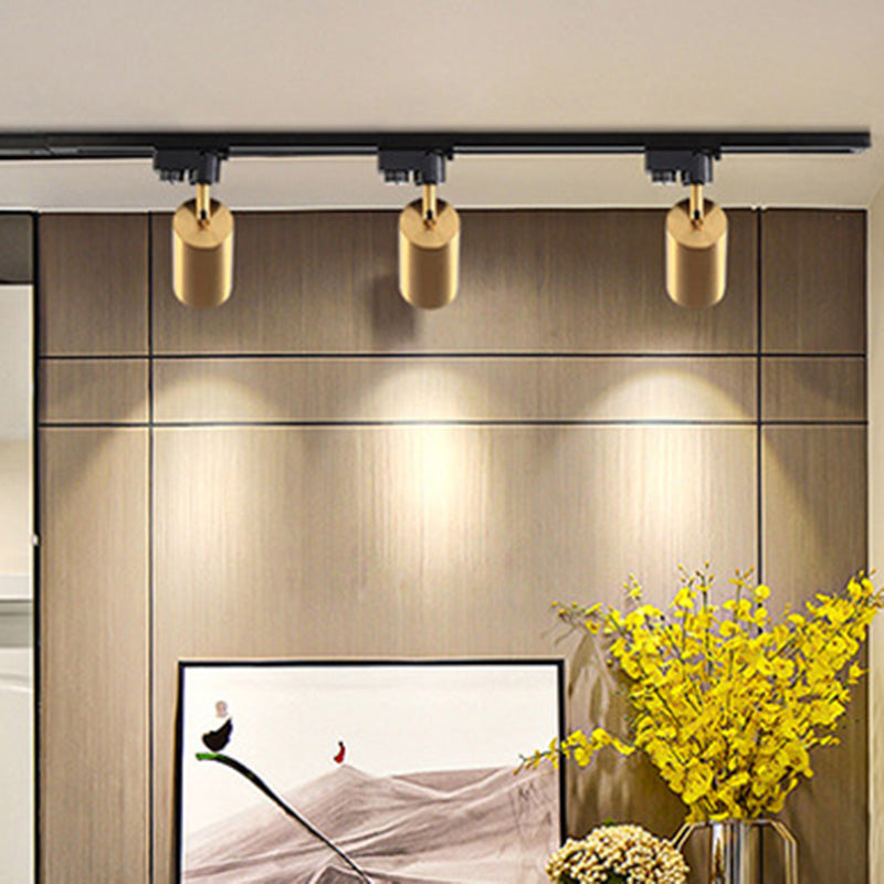 Nordic Cylindrical Metal Track Spotlights Semi Flush/Flush Ceiling Track Lighting for Foyer