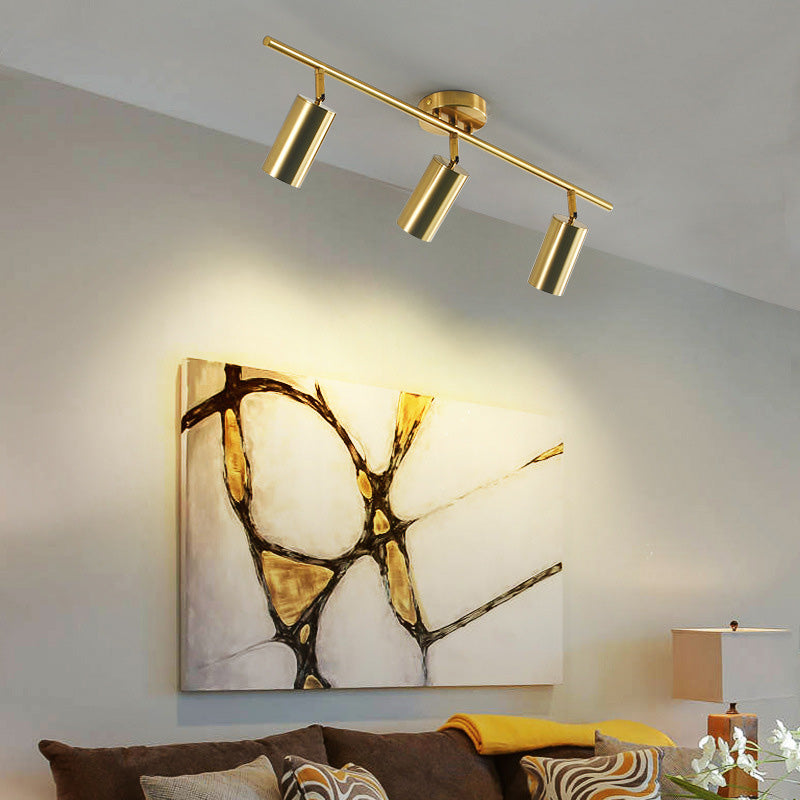 Nordic Cylindrical Metal Track Spotlights Semi Flush/Flush Ceiling Track Lighting for Foyer