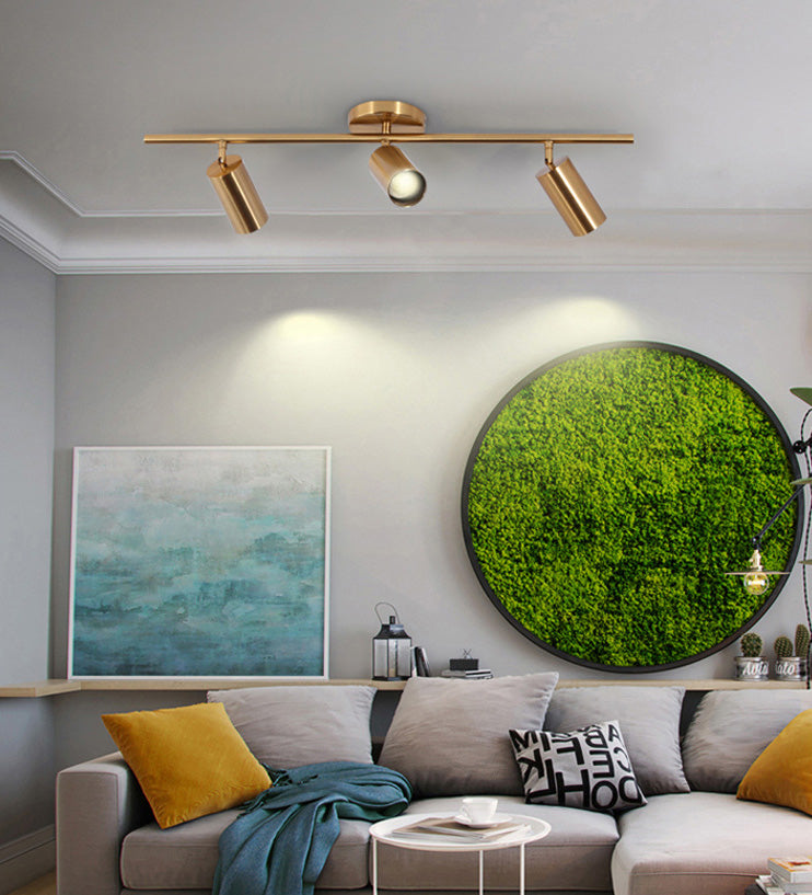 Nordic Cylindrical Metal Track Spotlights Semi Flush/Flush Ceiling Track Lighting for Foyer
