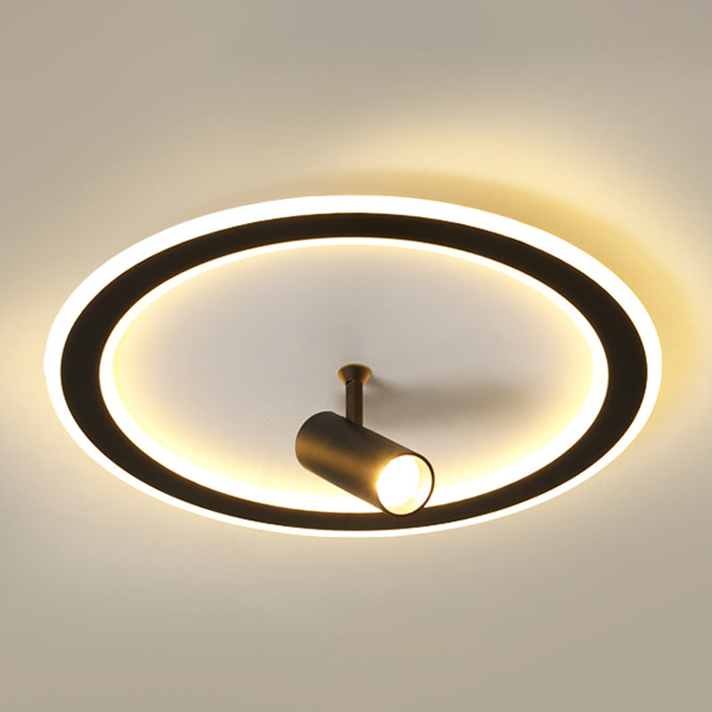 Black New Modern LED Flush Mount Rectangular Living Room Ceiling Light Fixture with 4 Spotlights