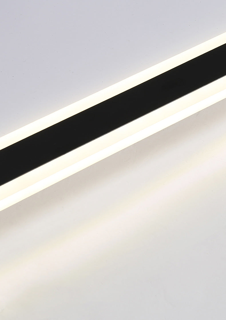 Black New Modern LED Flush Mount Rectangular Living Room Ceiling Light Fixture with 4 Spotlights