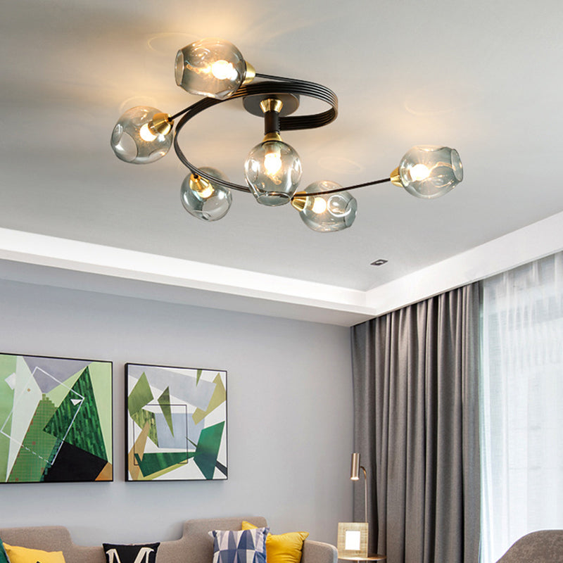 Glass Shaded Ceiling Mount Light Fixture Minimalist Semi Flush Mount Ceiling Fixture