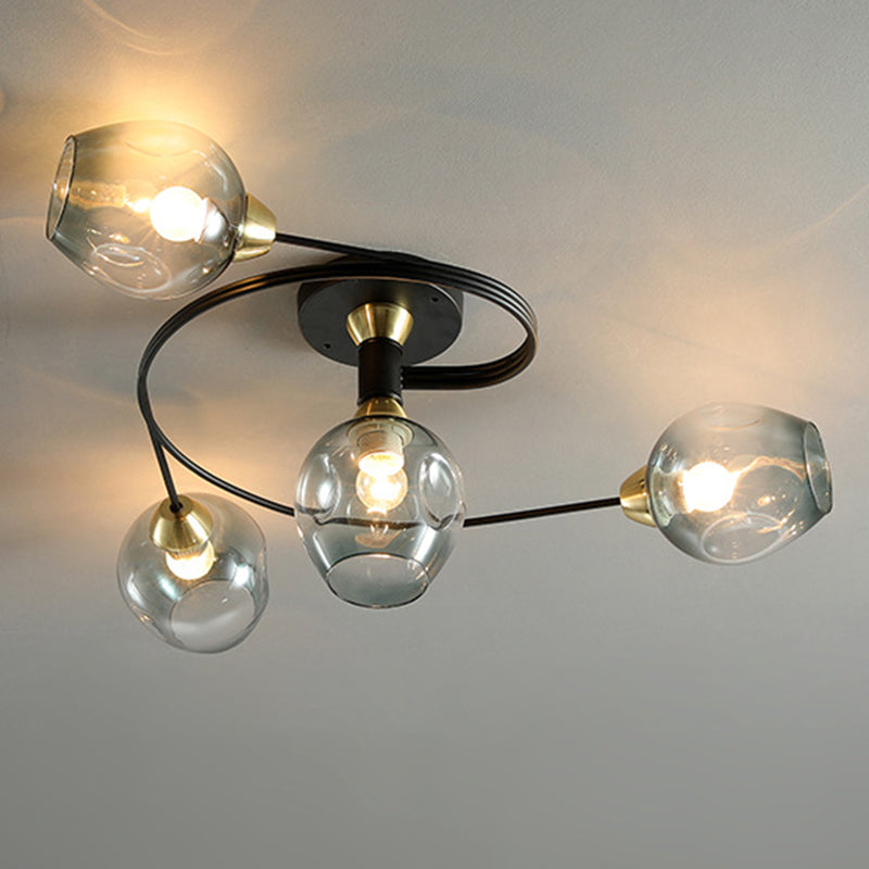 Glass Shaded Ceiling Mount Light Fixture Minimalist Semi Flush Mount Ceiling Fixture