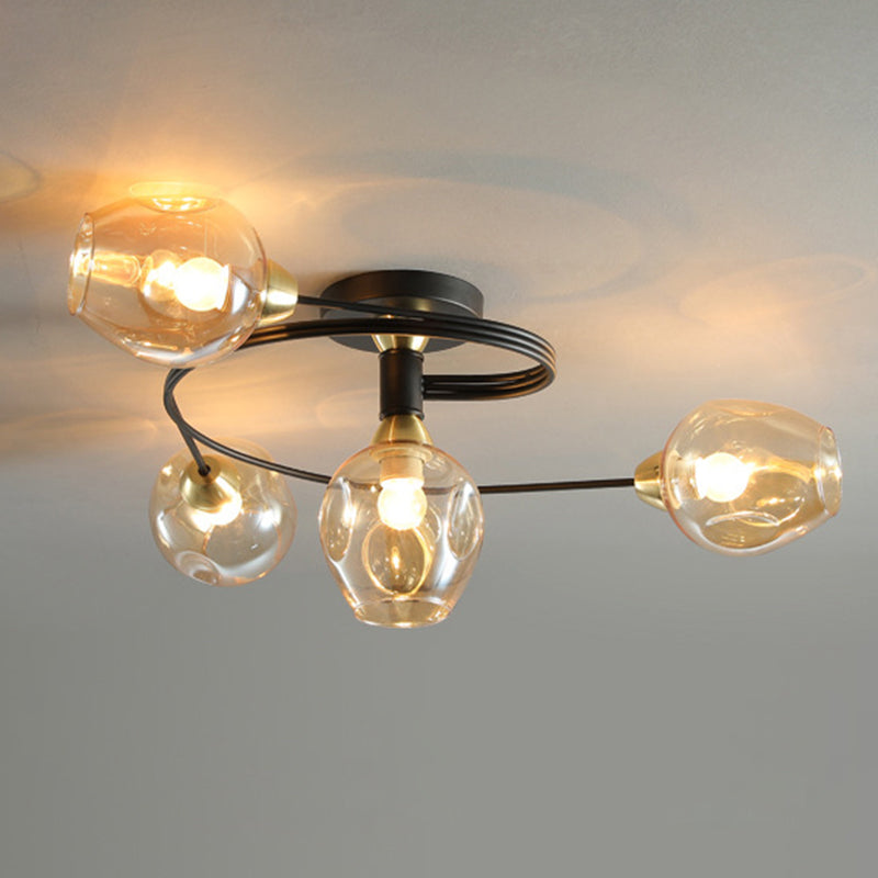 Glass Shaded Ceiling Mount Light Fixture Minimalist Semi Flush Mount Ceiling Fixture