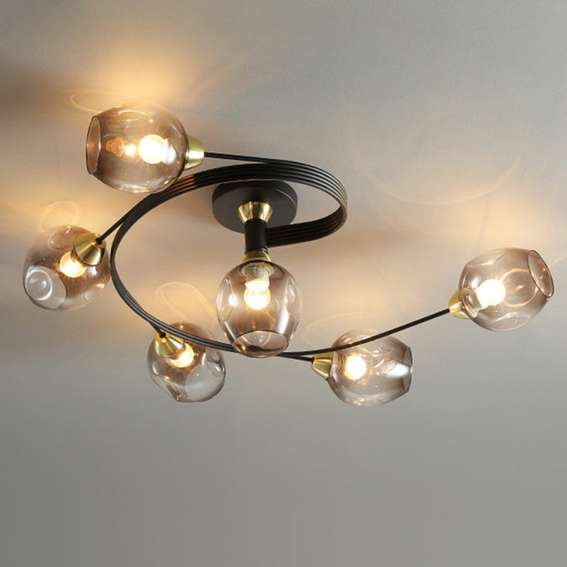 Glass Shaded Ceiling Mount Light Fixture Minimalist Semi Flush Mount Ceiling Fixture