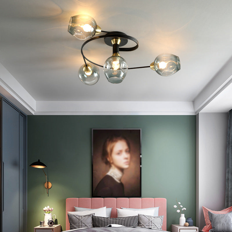 Glass Shaded Ceiling Mount Light Fixture Minimalist Semi Flush Mount Ceiling Fixture