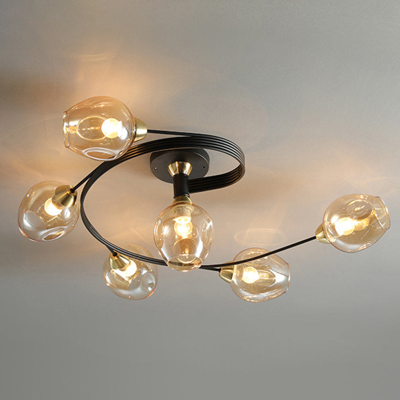 Glass Shaded Ceiling Mount Light Fixture Minimalist Semi Flush Mount Ceiling Fixture