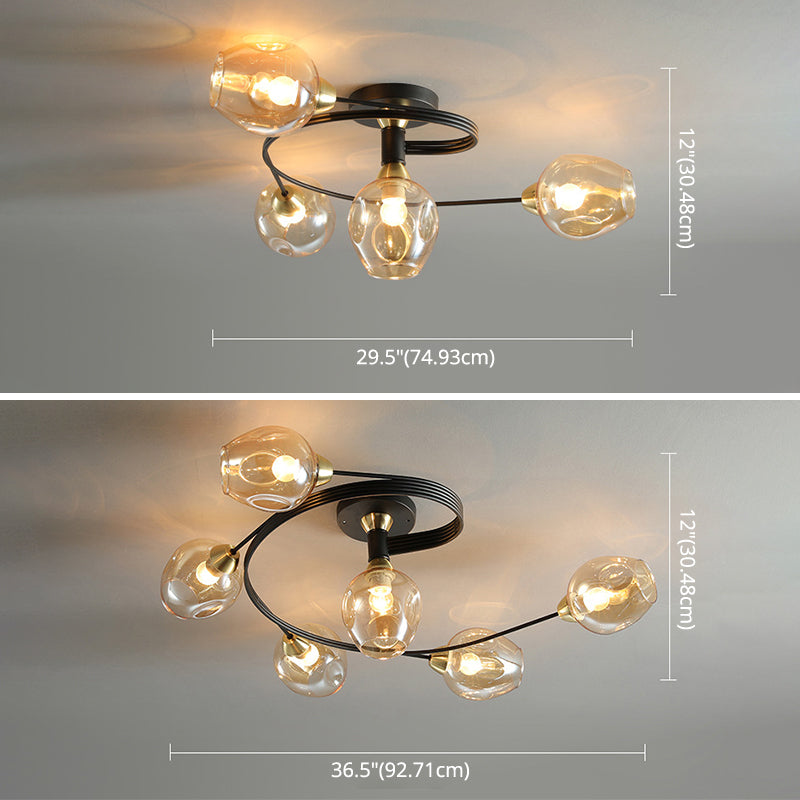 Glass Shaded Ceiling Mount Light Fixture Minimalist Semi Flush Mount Ceiling Fixture