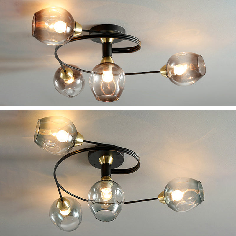 Glass Shaded Ceiling Mount Light Fixture Minimalist Semi Flush Mount Ceiling Fixture