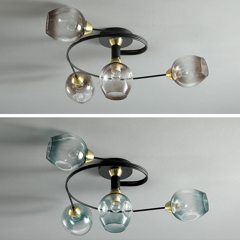 Glass Shaded Ceiling Mount Light Fixture Minimalist Semi Flush Mount Ceiling Fixture