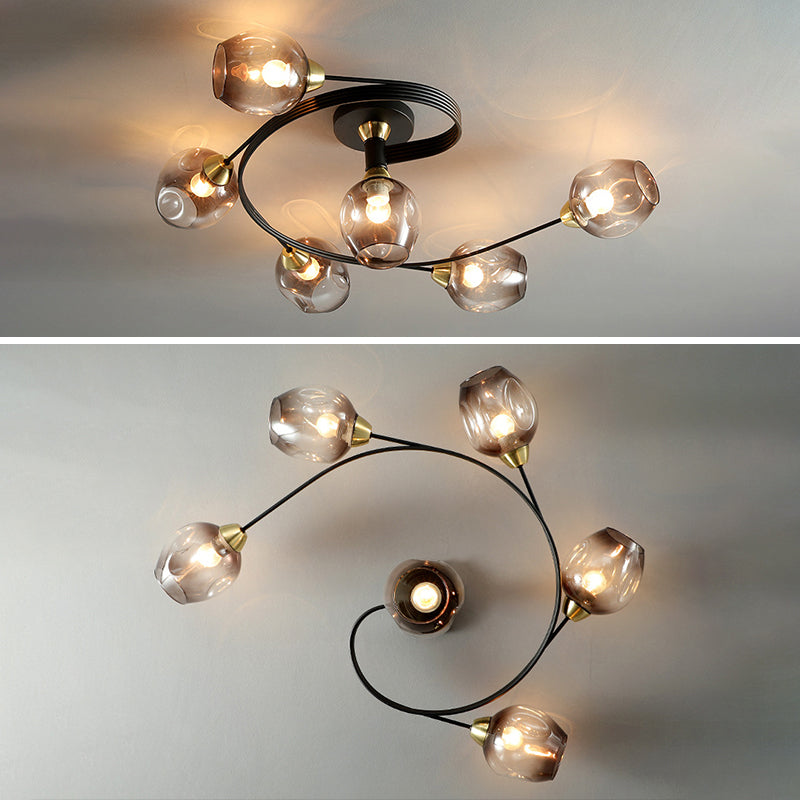 Glass Shaded Ceiling Mount Light Fixture Minimalist Semi Flush Mount Ceiling Fixture