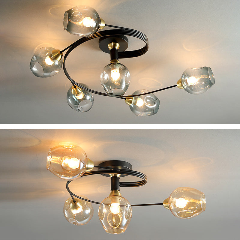 Glass Shaded Ceiling Mount Light Fixture Minimalist Semi Flush Mount Ceiling Fixture