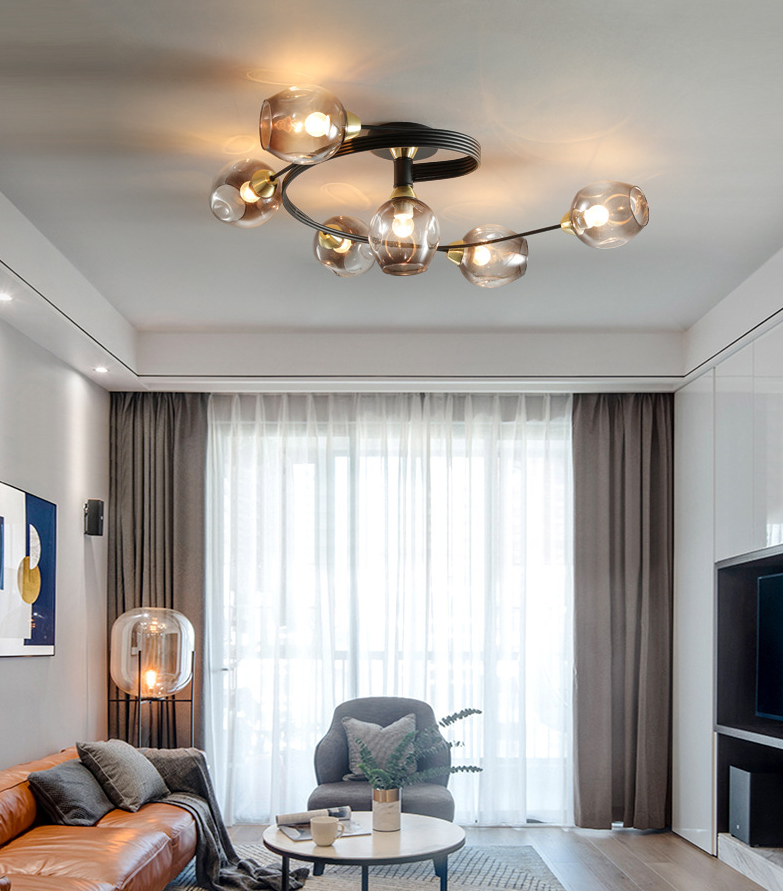 Glass Shaded Ceiling Mount Light Fixture Minimalist Semi Flush Mount Ceiling Fixture