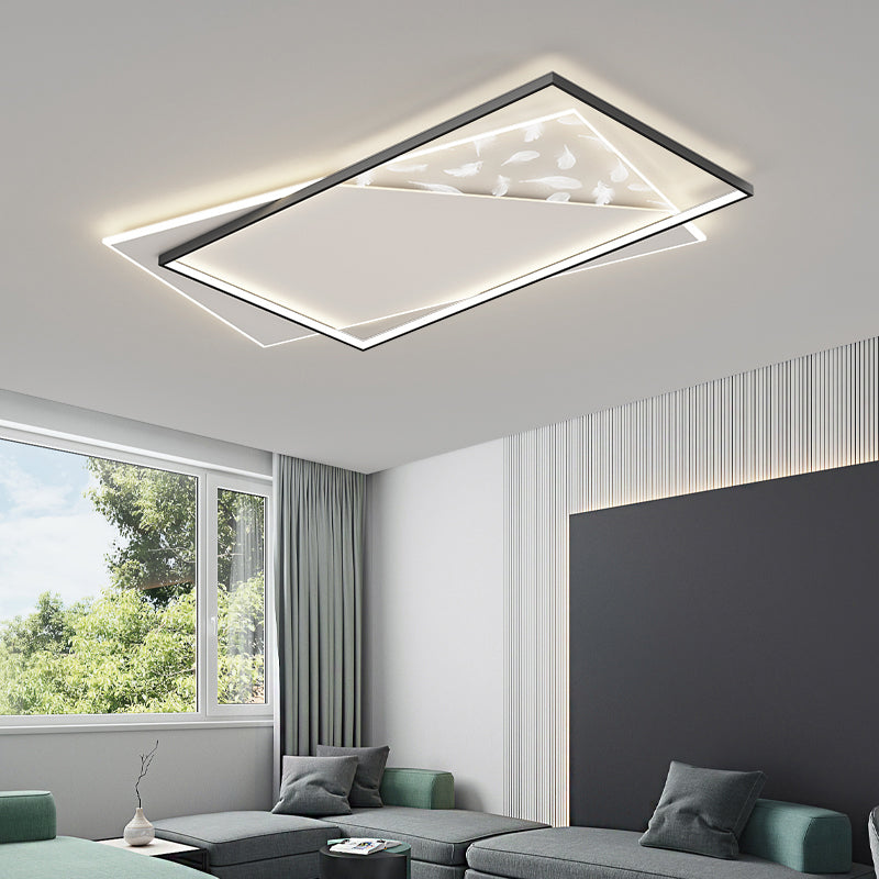 Geometrische Lobby-Feder-LED-Deckenleuchte im modernen Luxusstil, versetzte Acryl-Deckenleuchte