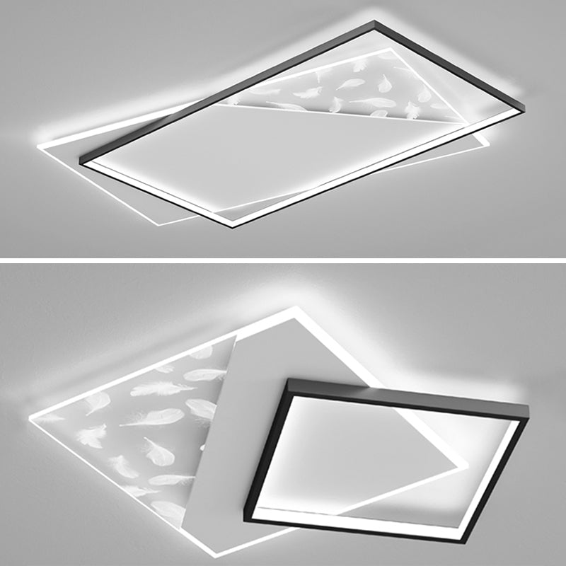 Geometrische Lobby-Feder-LED-Deckenleuchte im modernen Luxusstil, versetzte Acryl-Deckenleuchte