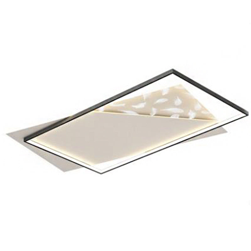 Moderne luxe LED-plafondlamp met veren, geometrische metalen semi-inbouwmontage voor woonkamer