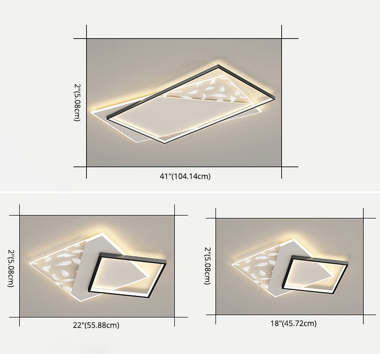 Moderne luxe LED-plafondlamp met veren, geometrische metalen semi-inbouwmontage voor woonkamer