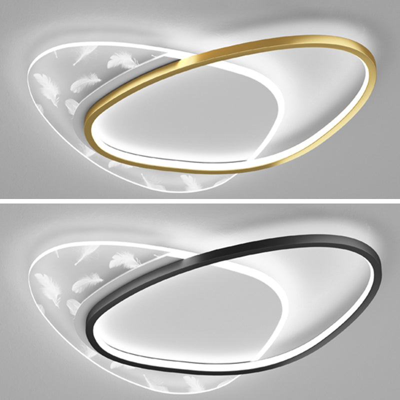Verspreid ovale LED-plafondlamp in moderne eenvoud, smeedijzeren plafondarmatuur voor binnenruimtes