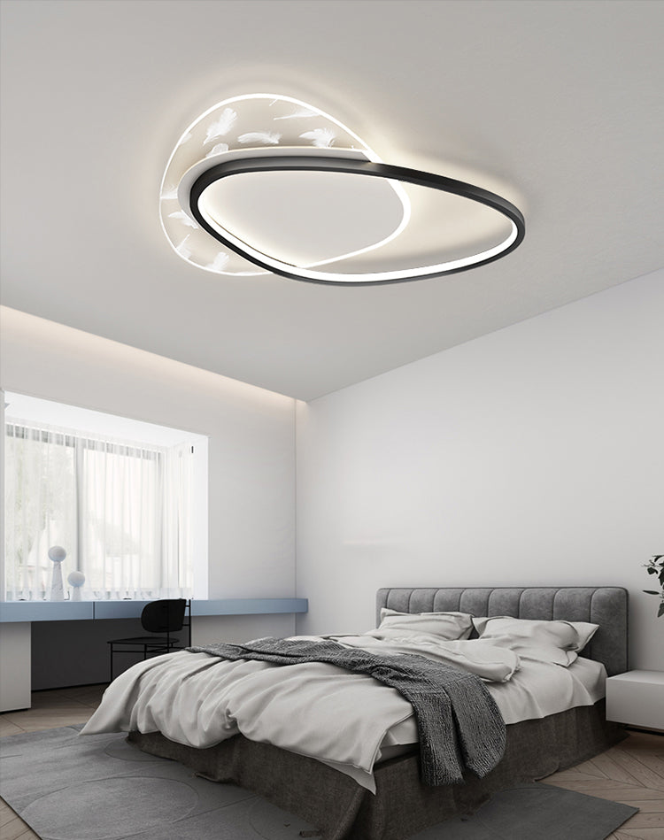 Verspreid ovale LED-plafondlamp in moderne eenvoud, smeedijzeren plafondarmatuur voor binnenruimtes