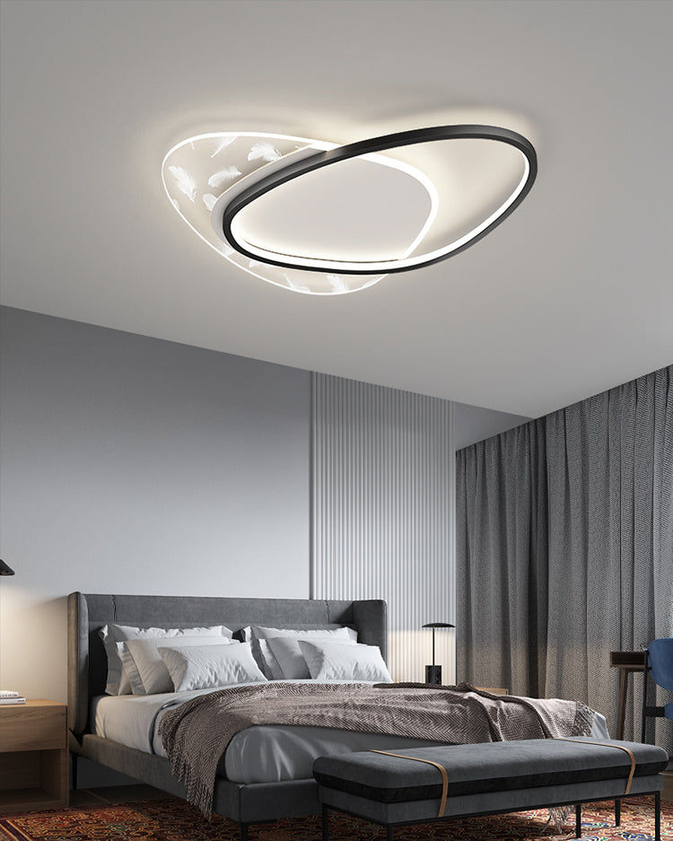 Verspreid ovale LED-plafondlamp in moderne eenvoud, smeedijzeren plafondarmatuur voor binnenruimtes