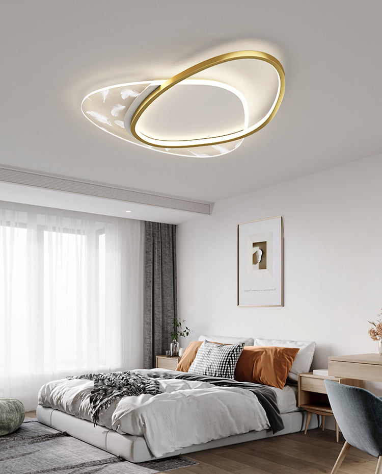 Verspreid ovale LED-plafondlamp in moderne eenvoud, smeedijzeren plafondarmatuur voor binnenruimtes