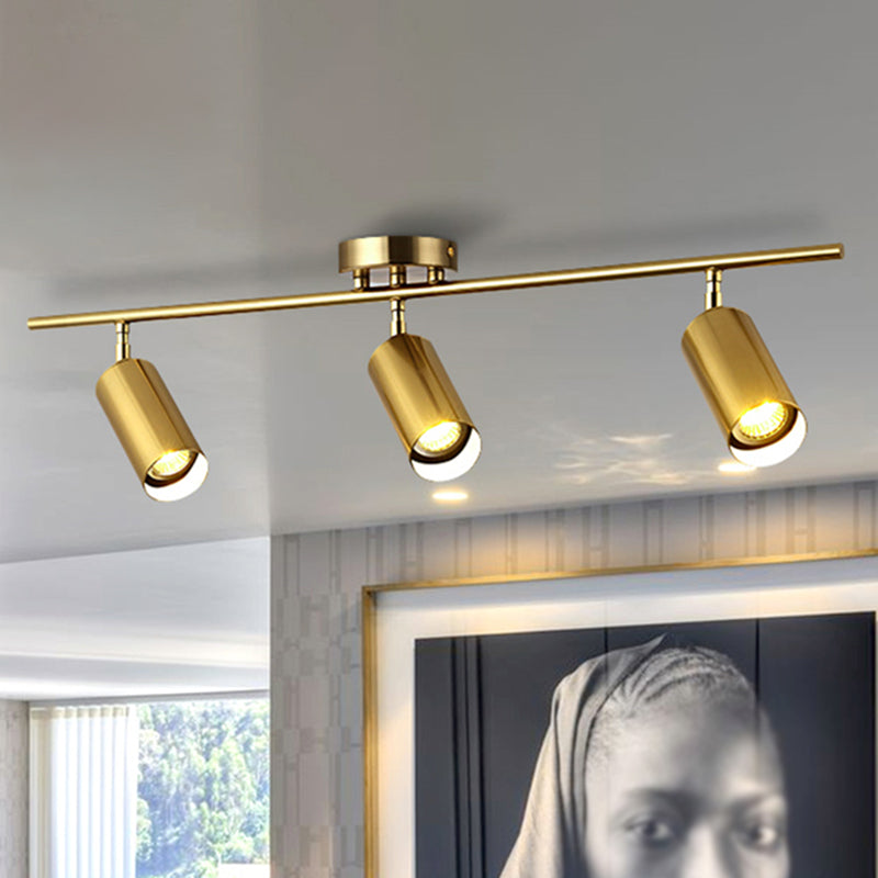 Kits d'éclairage sur rail nordique moderne de luxe en laiton monté en Surface salon chambre maison trou libre plafonnier semi-encastré doré