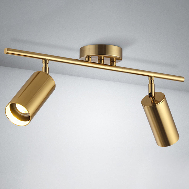 Kits d'éclairage sur rail nordique moderne de luxe en laiton monté en Surface salon chambre maison trou libre plafonnier semi-encastré doré