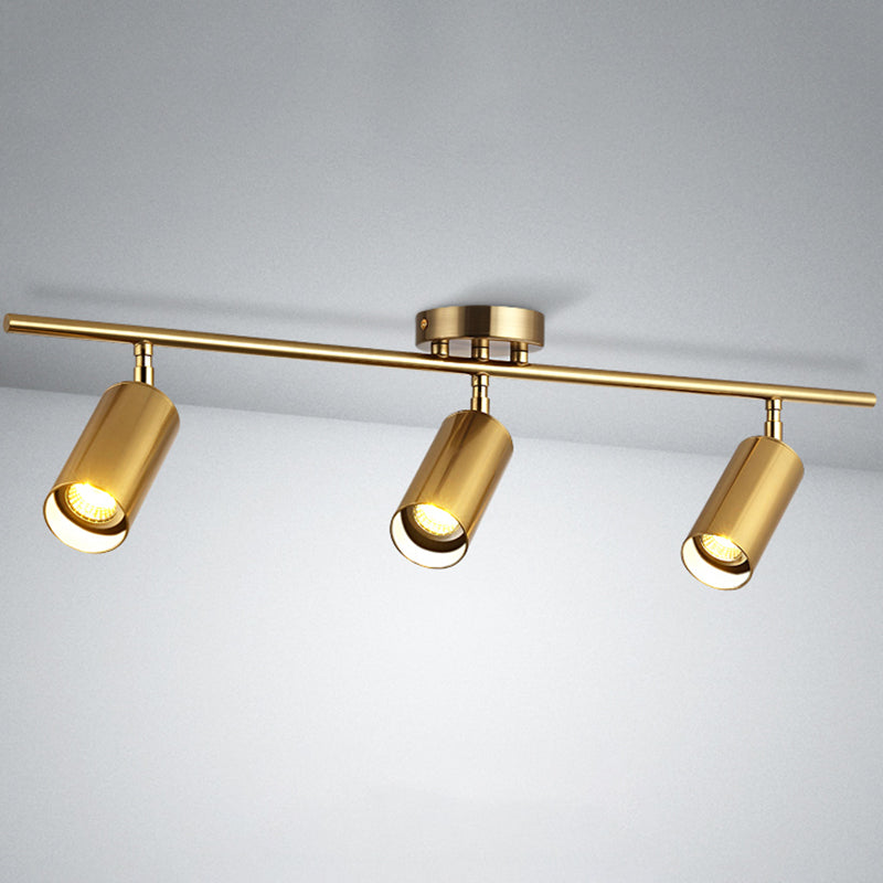 Kits d'éclairage sur rail nordique moderne de luxe en laiton monté en Surface salon chambre maison trou libre plafonnier semi-encastré doré