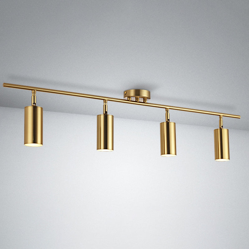 Kits d'éclairage sur rail nordique moderne de luxe en laiton monté en Surface salon chambre maison trou libre plafonnier semi-encastré doré