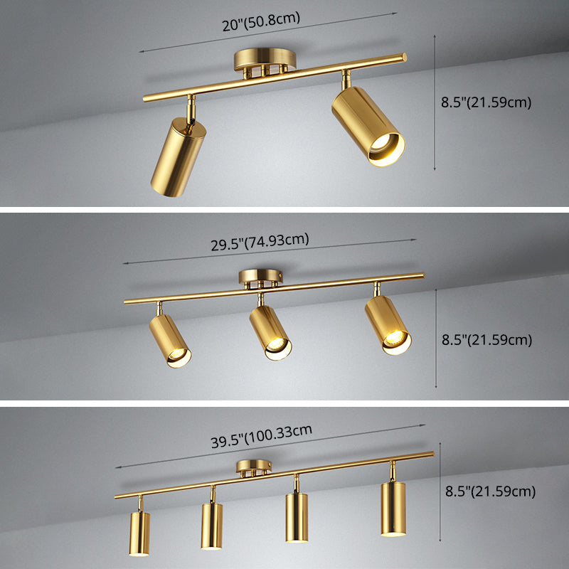 Kits d'éclairage sur rail nordique moderne de luxe en laiton monté en Surface salon chambre maison trou libre plafonnier semi-encastré doré