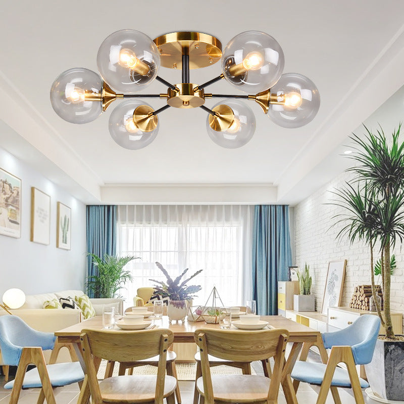Globe Semi Flush Mount Lighting Minimalist Glass Dinning Room Semi Mount Lighting