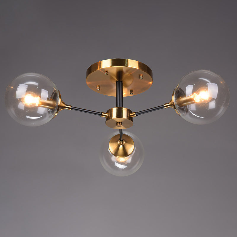Globe Semi Flush Mount Lighting Minimalist Glass Dinning Room Semi Mount Lighting