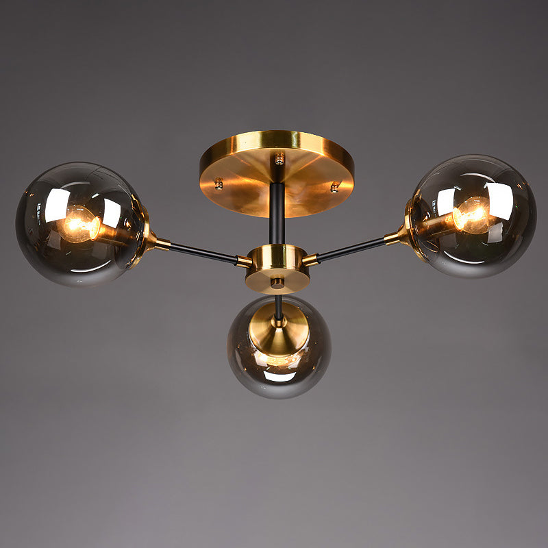 Globe Semi Flush Mount Lighting Minimalist Glass Dinning Room Semi Mount Lighting
