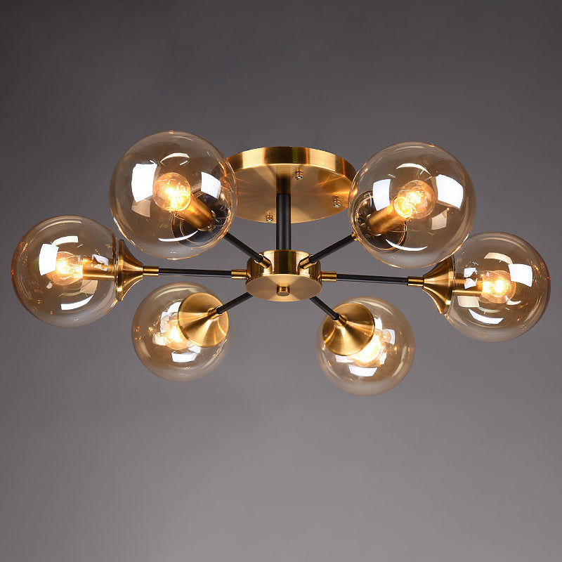 Globe Semi Flush Mount Lighting Minimalist Glass Dinning Room Semi Mount Lighting