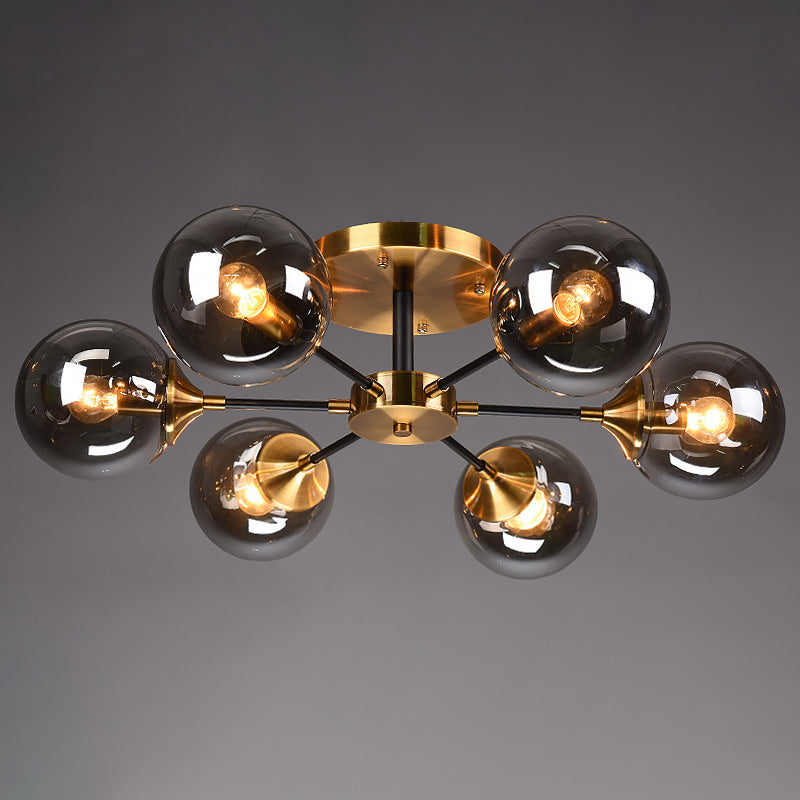 Globe Semi Flush Mount Lighting Minimalist Glass Dinning Room Semi Mount Lighting