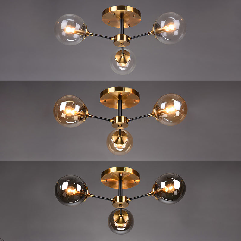 Globe Semi Flush Mount Lighting Minimalist Glass Dinning Room Semi Mount Lighting