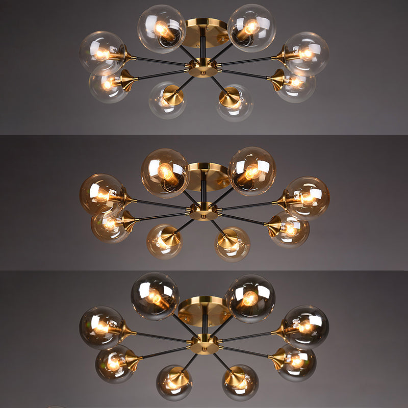 Globe Semi Flush Mount Lighting Minimalist Glass Dinning Room Semi Mount Lighting