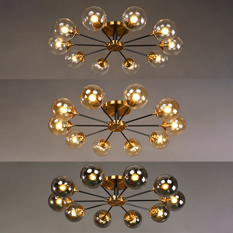 Globe Semi Flush Mount Lighting Minimalist Glass Dinning Room Semi Mount Lighting