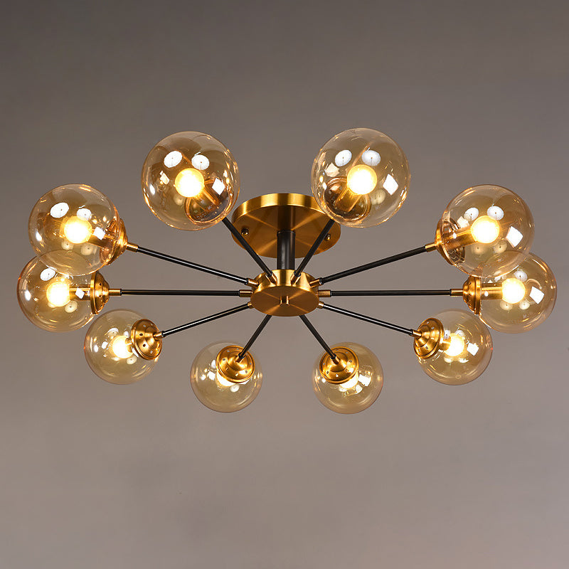 Globe Semi Flush Mount Lighting Minimalist Glass Dinning Room Semi Mount Lighting